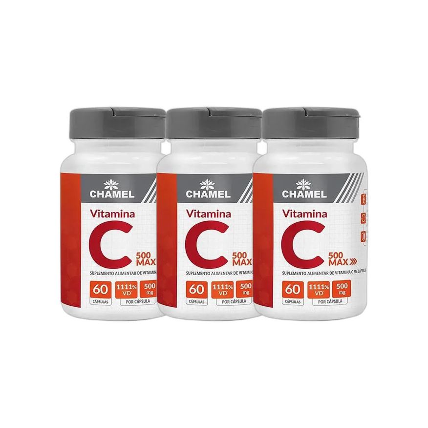 Chamel Kit 3X Max Vitamina C 500mg 60 Cápsulas