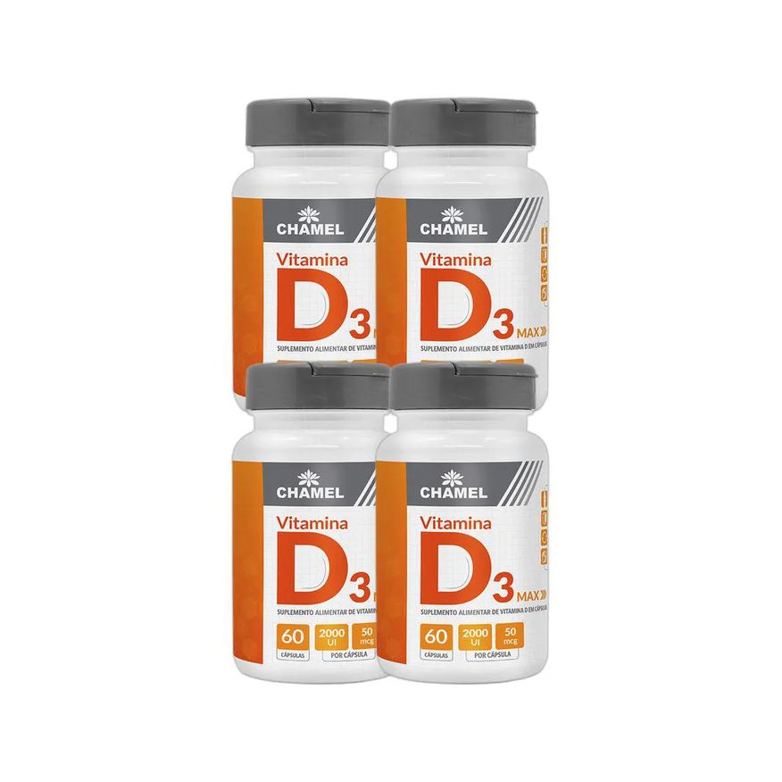 Chamel Kit 4X Max Vitamina D3 500mg 60 Cápsulas