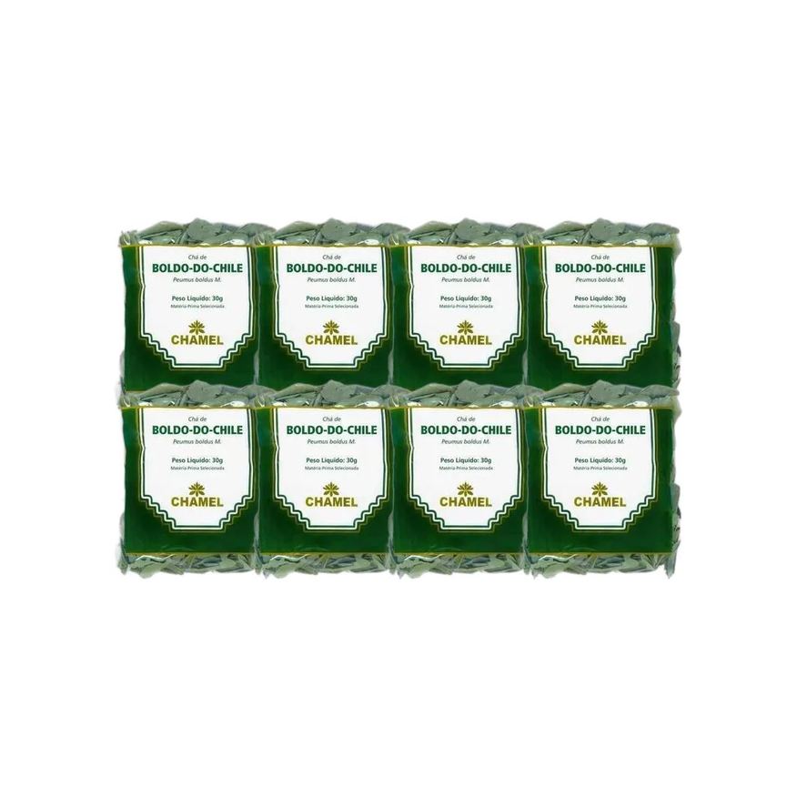 Chamel Kit 8X Chá Pacote Boldo do Chile Folhas 30g