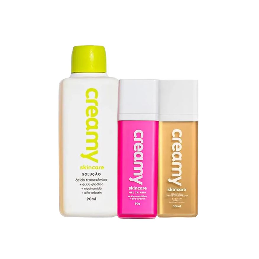 Creamy Kit Facial Skincare Sérum Clareador 30ml + Gel Clareador Antiacne 30g + Tônico Clareador 90ml