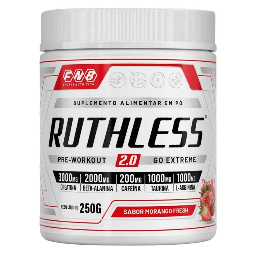 Fnb Sports Nutrition Ruthless 2.0 Pré Treino 250g - Fnb Sports Morango
