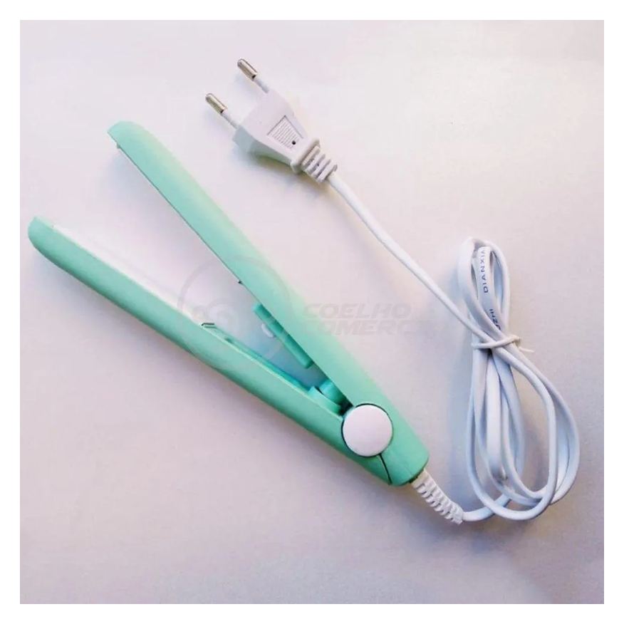 Chapinha Mini Prancha Portátil 17Cm Bivolt Profissional Azul