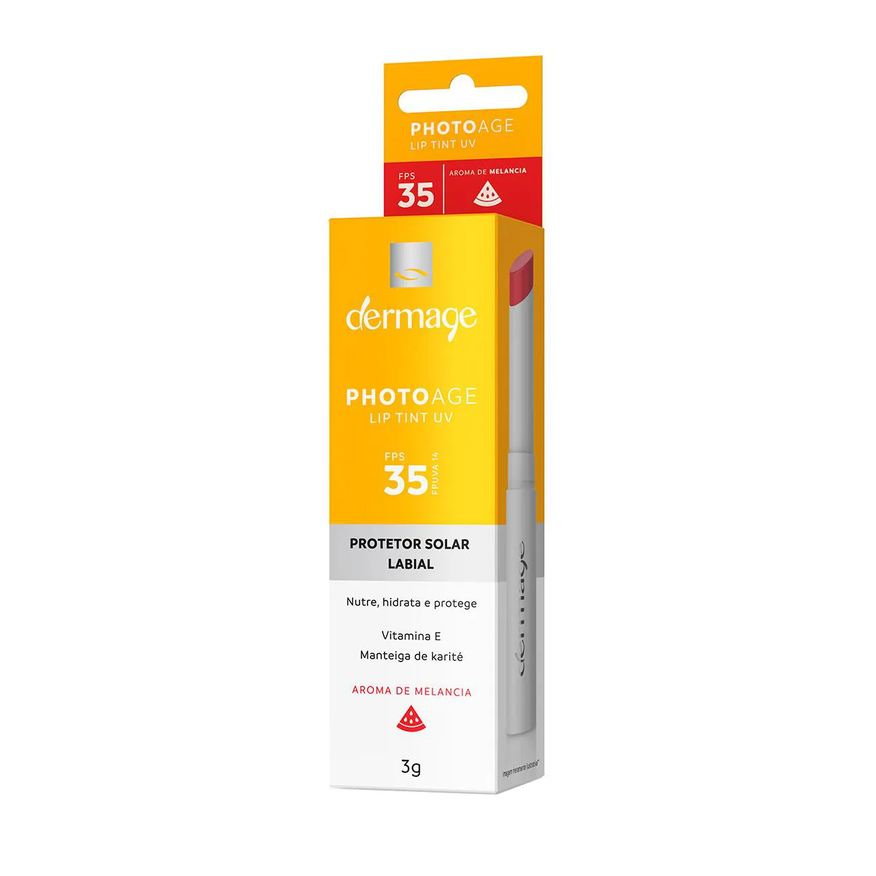 Solar Protetor Labial Dermage Photoage Lip Tint UV FPS 35 Aroma Melancia 3g