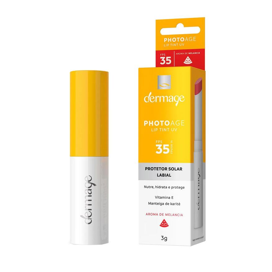Solar Protetor Labial Dermage Photoage Lip Tint UV FPS 35 Aroma Melancia 3g