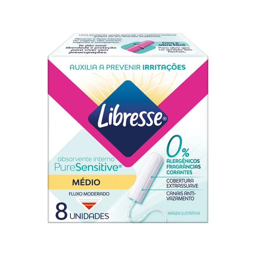 Libresse Absorvente Interno Pure Sensitive Médio 8 unidades