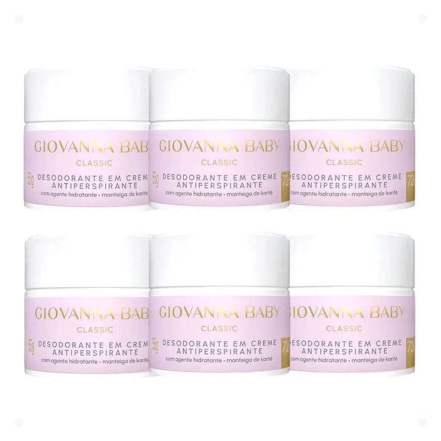 Giovanna Baby Kit Classic: 6 Desodorantes em Creme Antiperspirante 55g