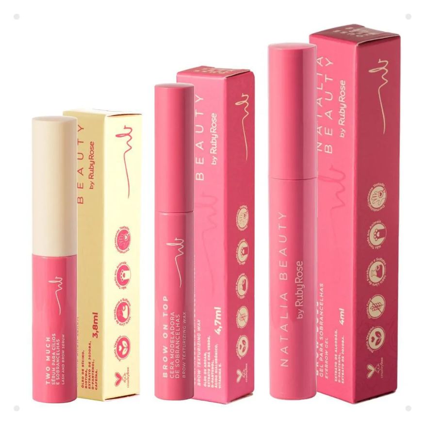 Ruby Rose Kit Natalia Beauty By Ruby Rose: Sérum Two Much, Cera Brow On Top e Gel Brow Boss