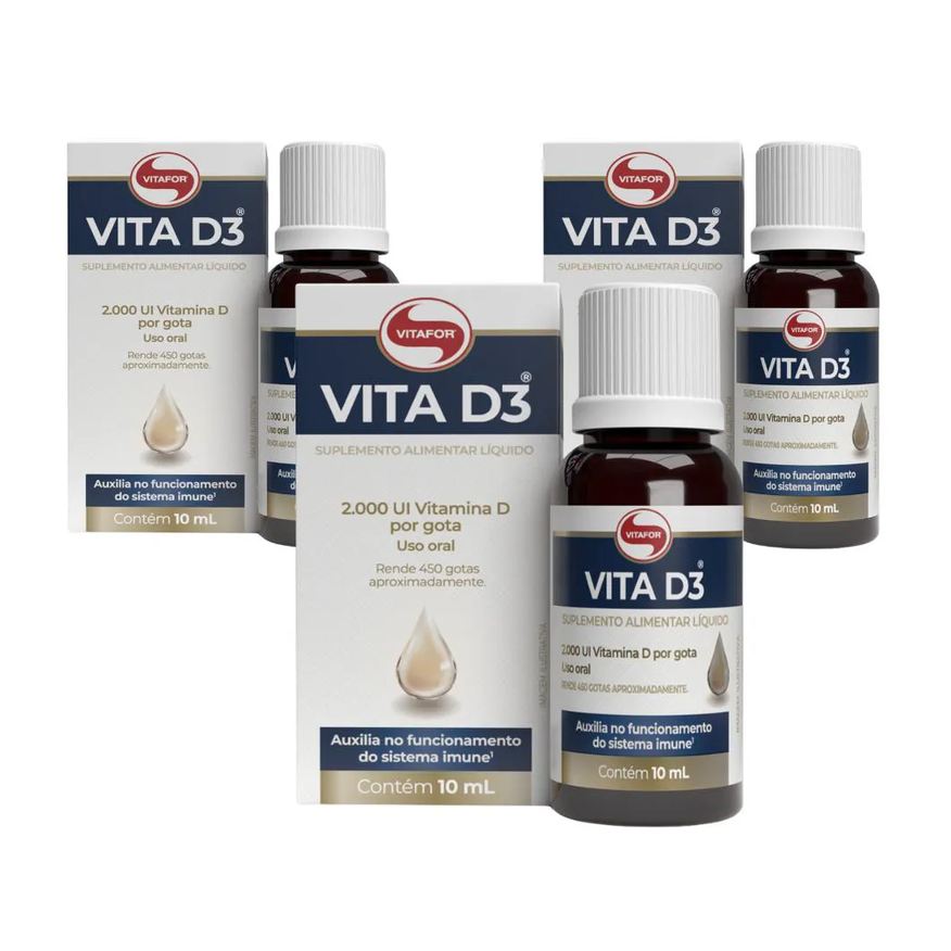 Vitafor Kit 3X Vitamina D3 2000Ui/Gota 10ml (450 Gotas)