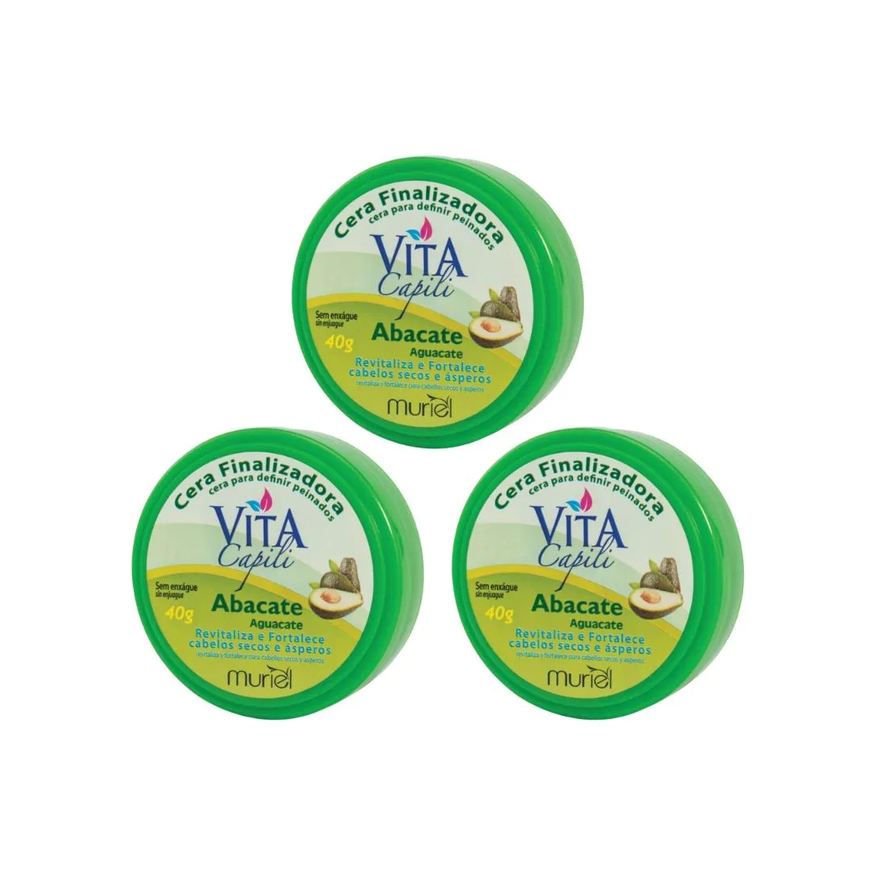 Muriel Cera Finalizadora Capilar 40g Abacate - Kit C/ 3Un