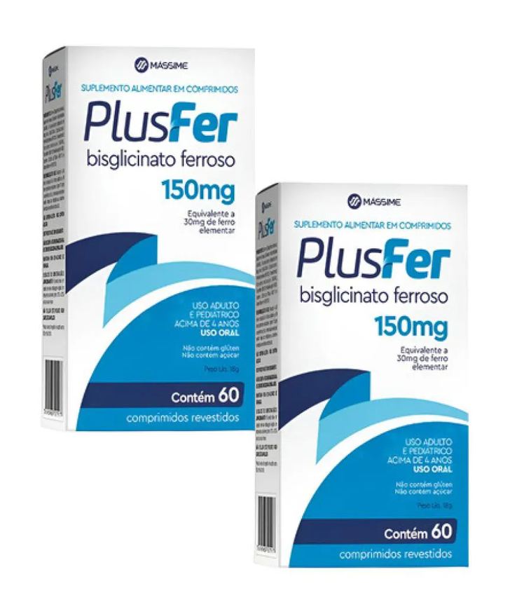 Massime Kit 2 Plusfer 150mg 60cpr Bisglicinato Ferroso Ferro