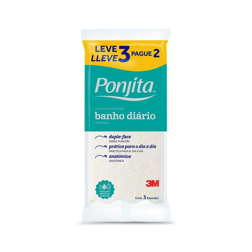 Ponjita Esponja de Banho Amarela Leve 3 Pague 2