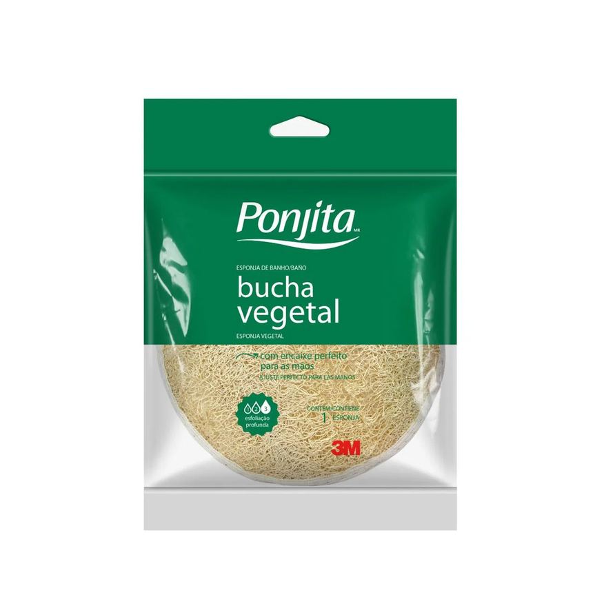 Ponjita Esponja de Banho Bucha Vegetal 3M com 1 unidade