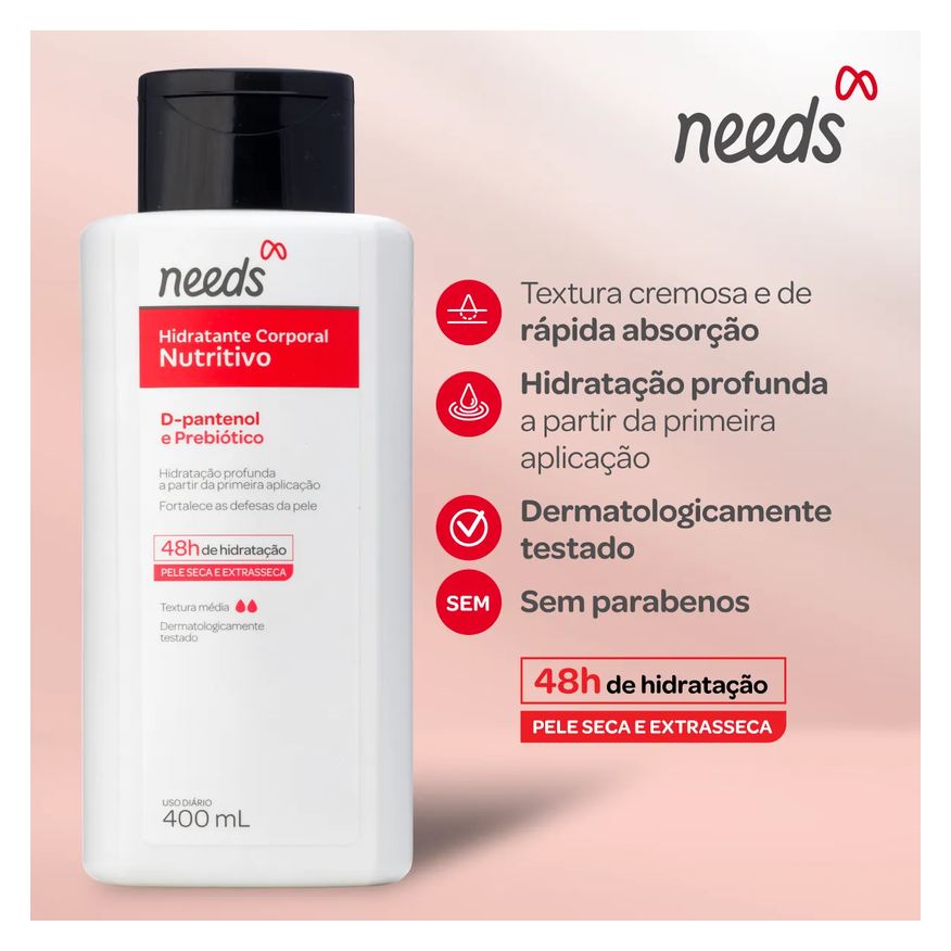 Needs Hidratante Corporal Nutritivo D-Pantenol e Prebiótico 400ml