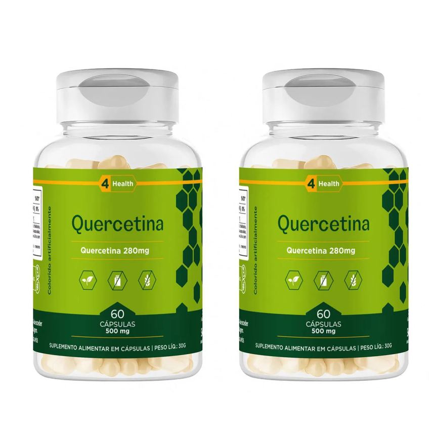 4 Health Quercetina 280mg | Pura e Concentrada - 60 Capsulas | Qualidade Garantida - 2Potes