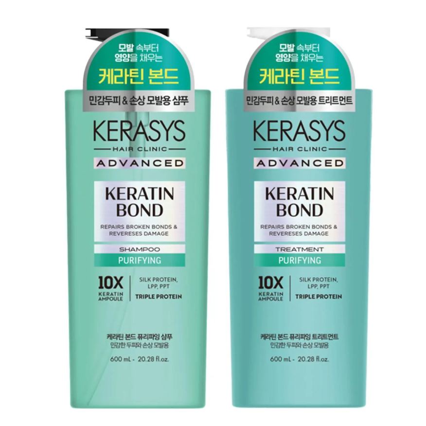 Kerasys Advanced Keratin Bond Purifying - Shampoo 600ml + Mascara de Tratamento 600ml