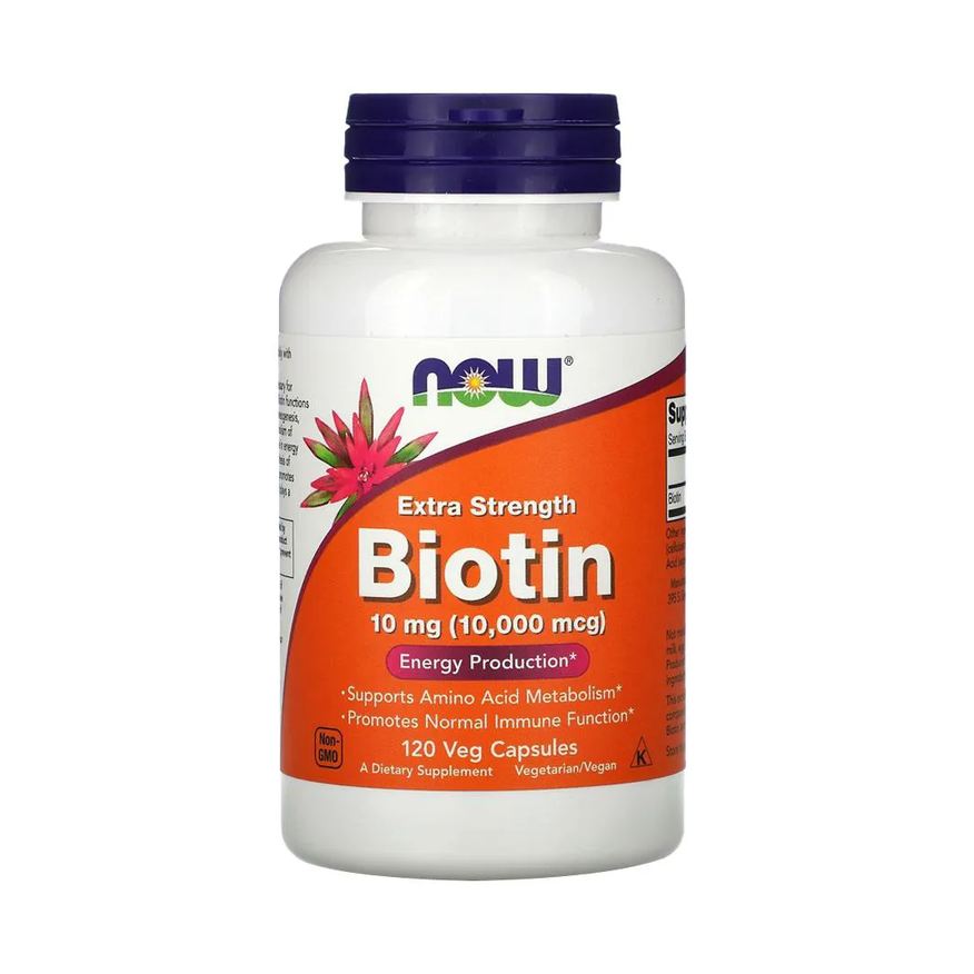 Now Foods Biotina 10mg Extra Força 120Veg Cápsulas
