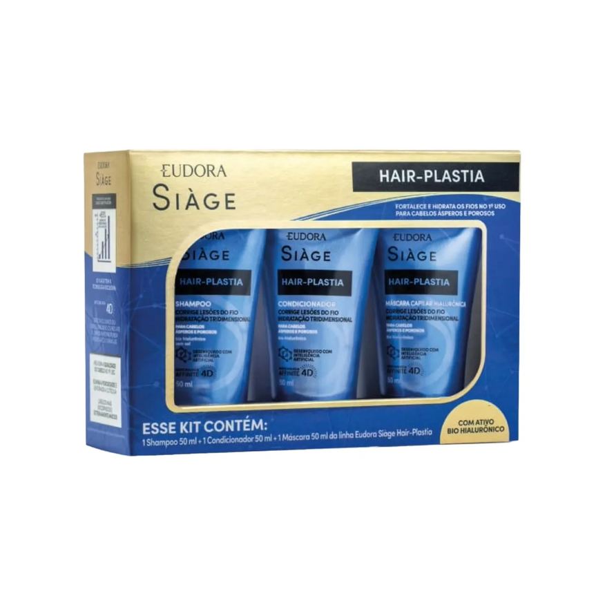 Siàge Kit Siage Hair Plastia Mini Shampoo 50ml + Condicionador 50ml + Máscara Hialurônica 50ml