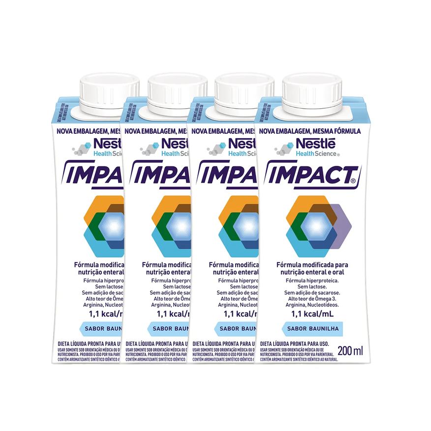Nestlé Kit Suplemento Alimentar Impact Baunilha 200ml 4 unidades