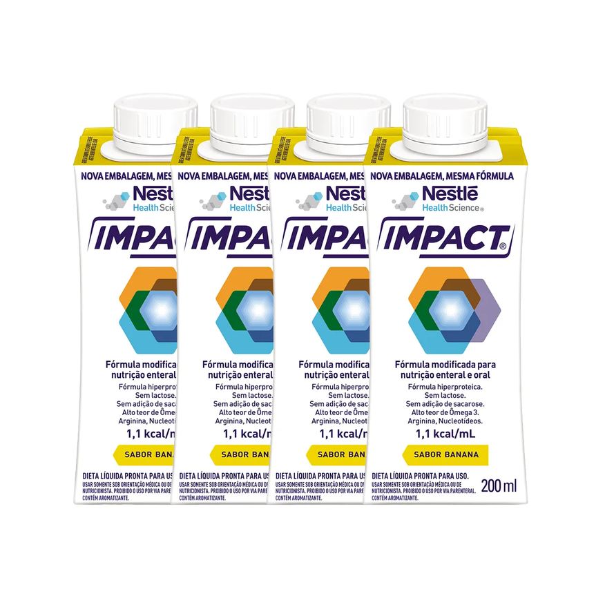 Nestlé Kit Suplemento Alimentar Impact Banana 200ml 4 unidades