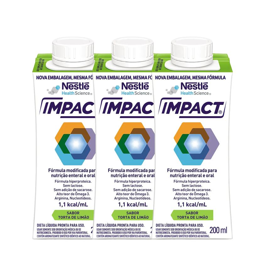 Nestlé Kit Suplemento Alimentar Impact Torta de Limão 200ml 3 unidades