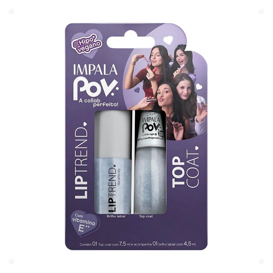 Impala Kit Pov: 1 Top Coat e 1 Gloss Labial Maria Nicolly