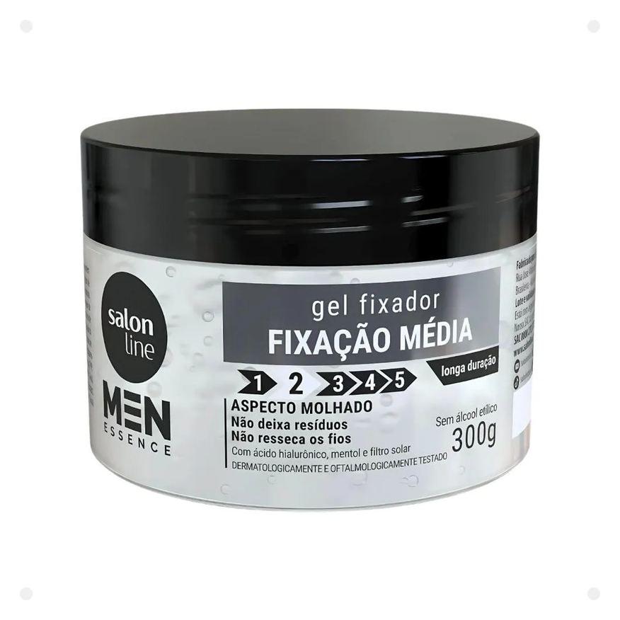 Salon Line Gel Fixador Men Essence Fixação Média Aspecto Molhado 300g