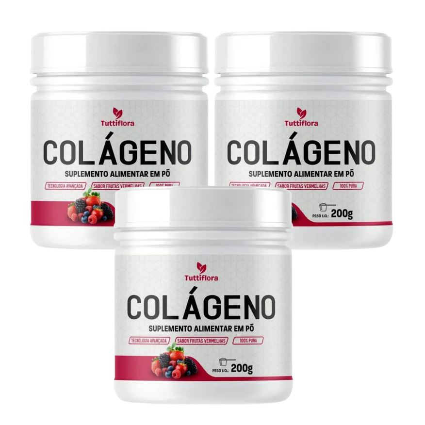 Tuttiflora 3X Colágeno Hidrolisado 300g Sabor Frutas Vermelhas