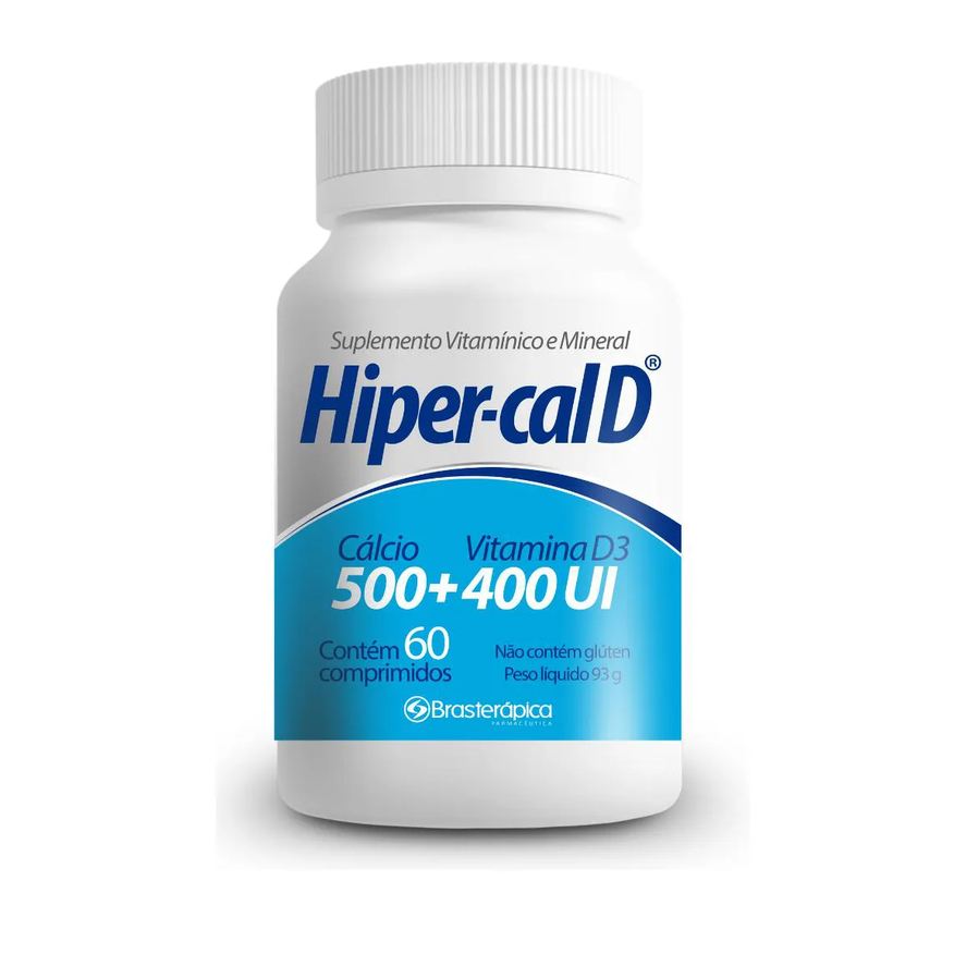 Brasterapica Carbonato de Calcio Hiper Cal Vitamina D 500 400Ui 60 Comprimidos
