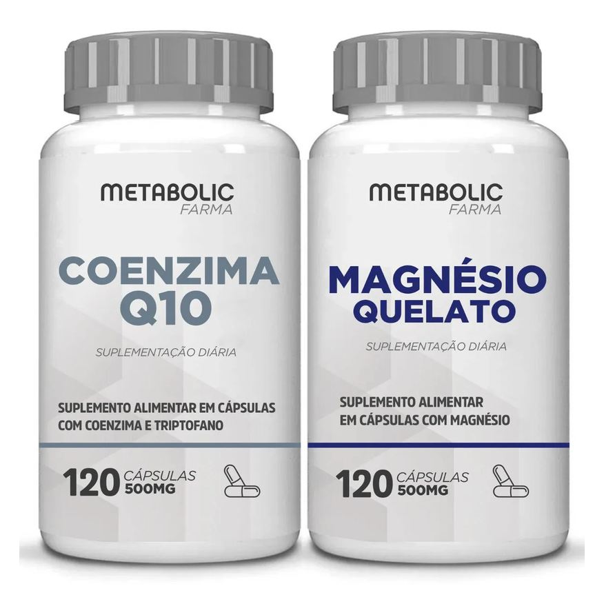 Metabolic Farma Kit Coenzima Q10 + Magnesio Quelato Bisglicinato - 500mg 240 Cápsulas