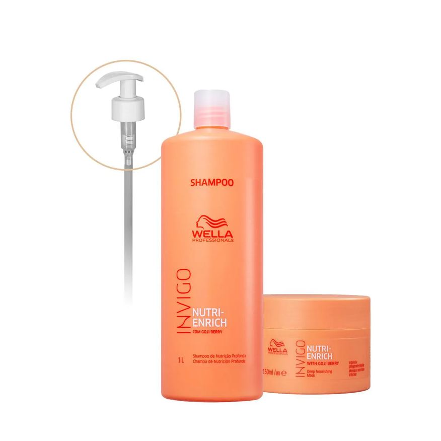 Wella Professionals Kit Nutri-Enrich Shampoo Máscara 150 Válvula Pump (3 Produtos)