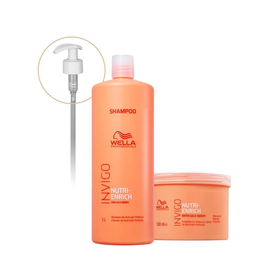 Wella Professionals Kit Nutri-Enrich Shampoo Máscara Válvula Pump (3 Produtos)