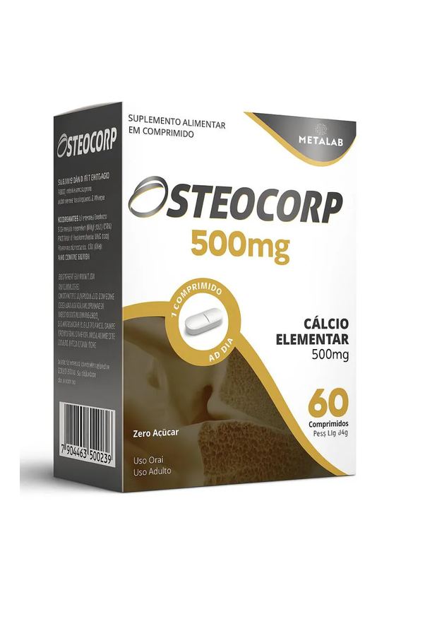 Metalab Osteocorp Carbonato de Cálcio 500mg C/60 comprimidos