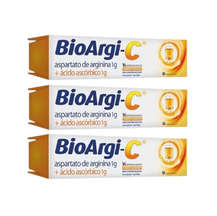 União Química Kit 3 Bioargi C Arginina+Vit C 16 Comprimidos Efervescentes