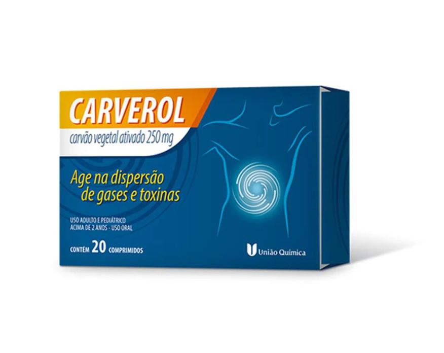 União Química Carvão Vegetal Ativado Carverol 250mg 20 Cpr