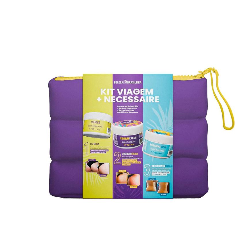 The Creams Kit Viagem Necessaire Beleza Brasileira Minis Bumbum Cream 50g + Esfrega 50g + Barriguinha 50g