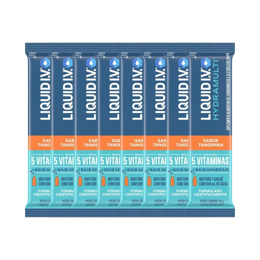Kit Suplemento Alimentar Pó Liquid I.V. Hydramulti Tangerina Sachê 16g 8 Unidades