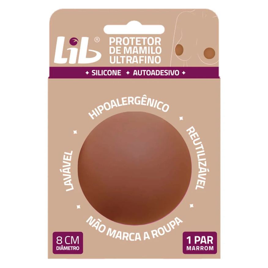 Lib Protetor de Mamilo de Silicone Ultrafino Reutilizável Marrom 1 Par