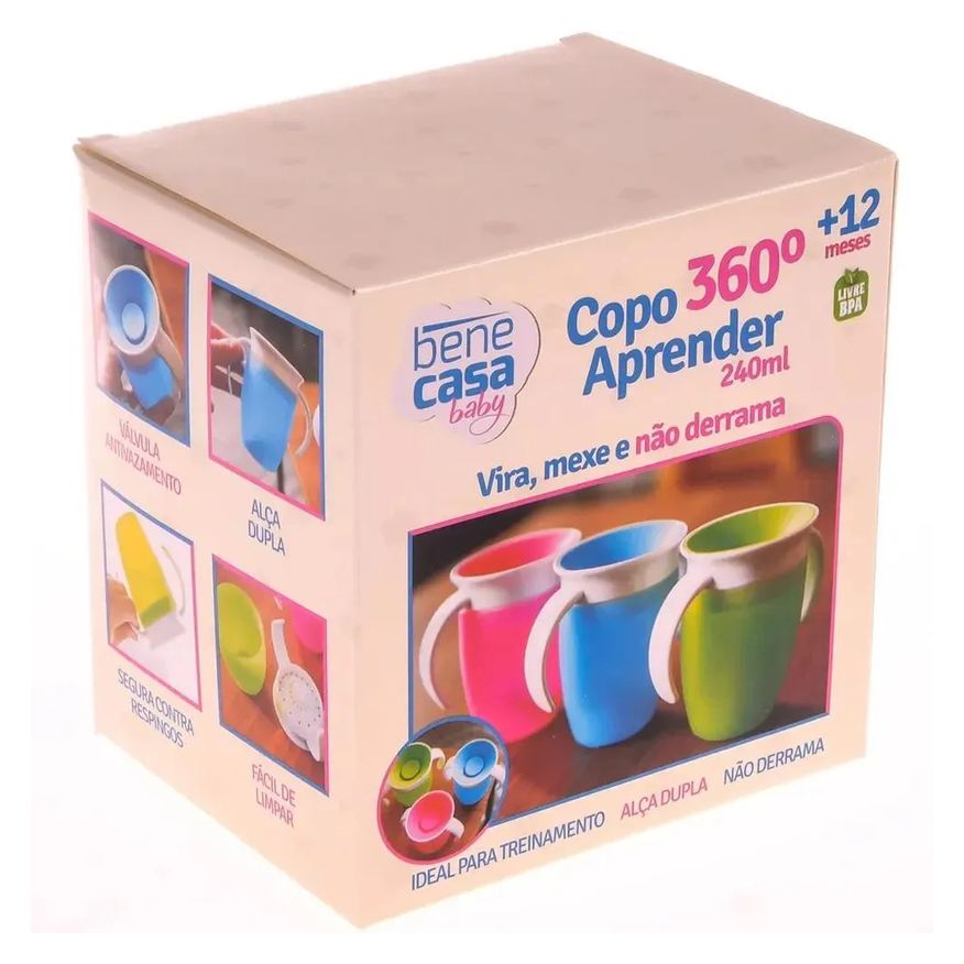 Bene Casa Copo 360º com Alça 240ml +12M Verde