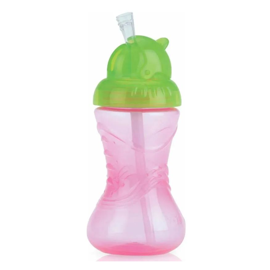 Nuby Copo com Canudo Flip-It 300ml +12M Rosa/Verde