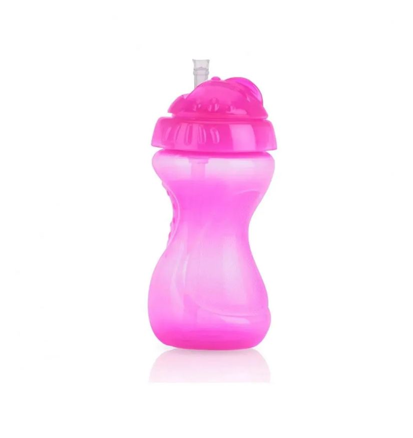 Nuby Copo Tampa Giratória Canudo 300ml +12M Rosa