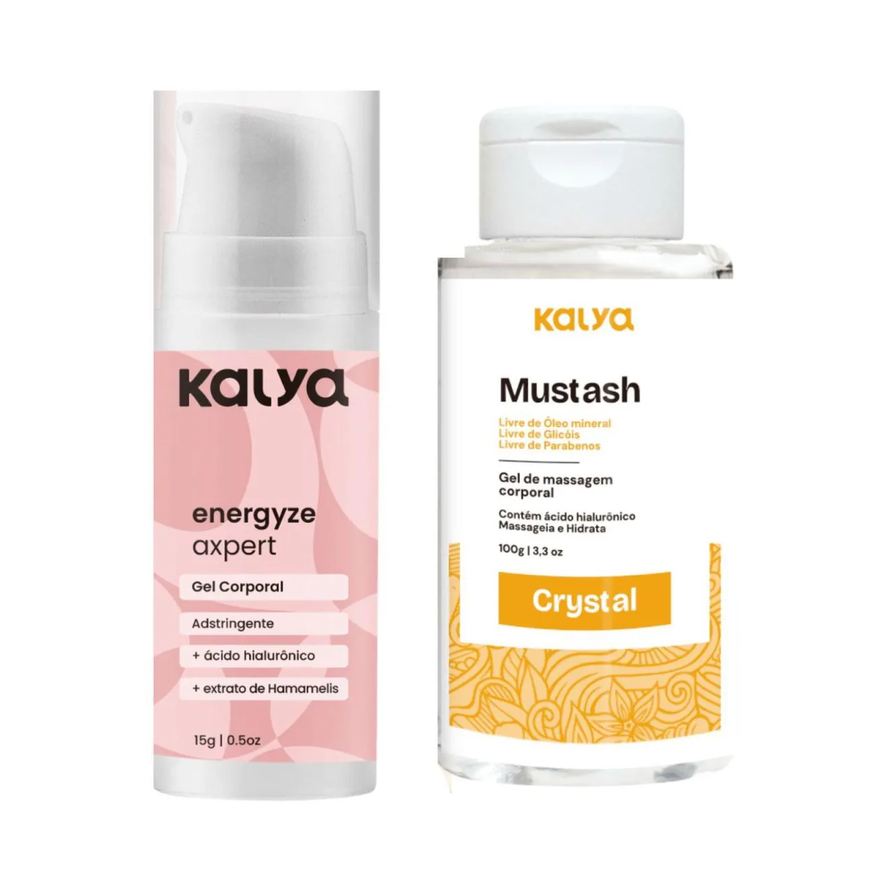Kalya Kit Gel Adstringente com Ácido Hialurônico Energyze Axpert + Mustash Crystal Lubrificante Á Base de Água