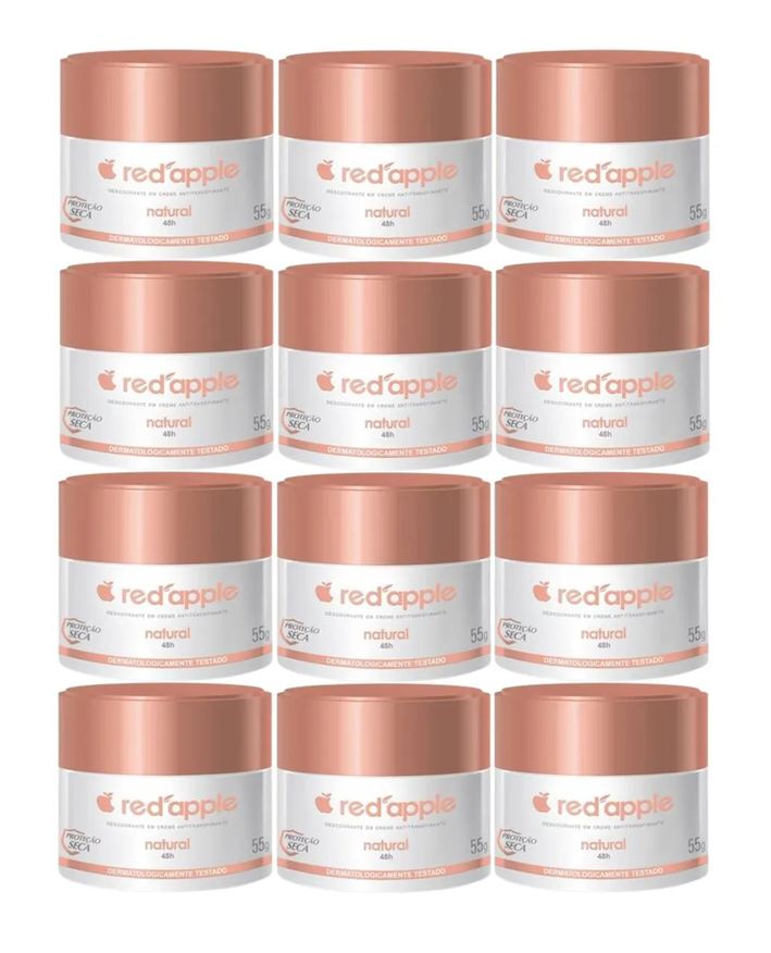 Red Apple Kit 12 Desodorante Natural em Creme 55g