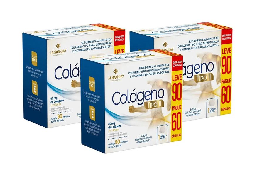 La San Day Kit 3 Colágeno Tipo 2 Não Desnaturado L90p60 cápsulas