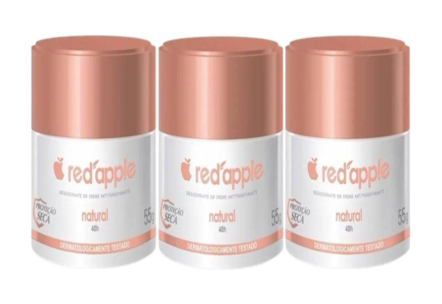 Red Apple Kit 3 Desodorante Natural em Creme 55g