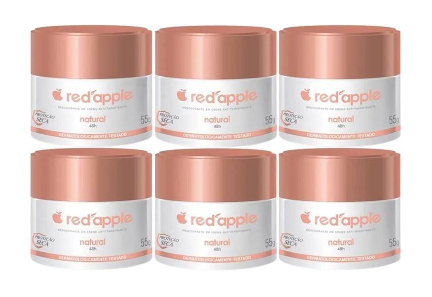 Red Apple Kit 6 Desodorante Natural em Creme 55g