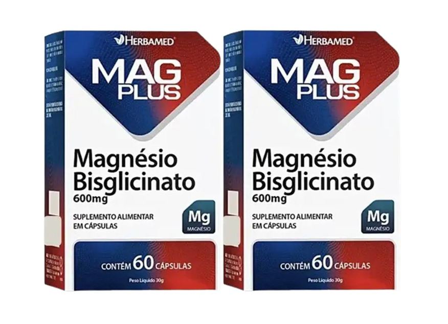 Herbamed Kit 2 Mag Plus Magnésio Bisglicinato 600mg 60 Cápsulas