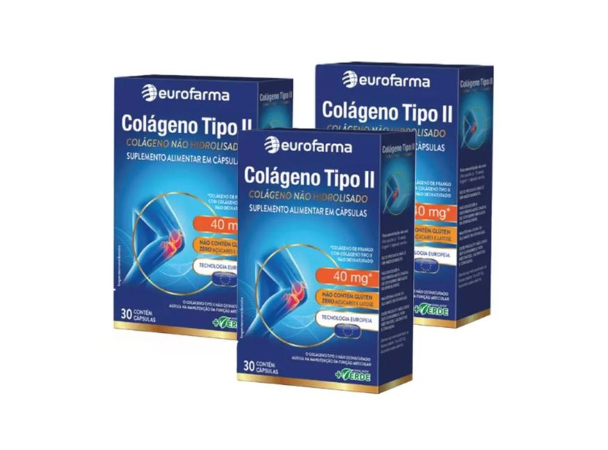Eurofarma Kit 3 Colágeno Tipo 2 30 Cápsulas