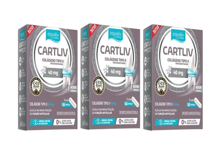 Equaliv Kit 3 Suplemento Cartliv Colágeno Tipo 2 60Cps