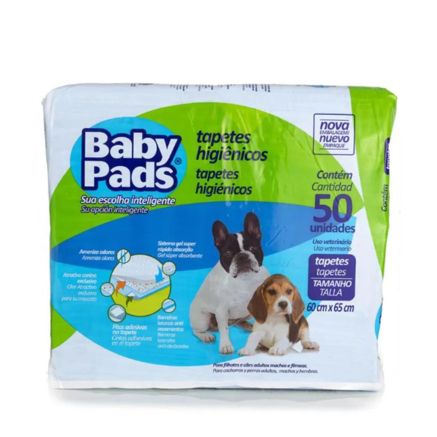 Higiênico Tapete Baby Pads para Cães 50Un 60X55Cm
