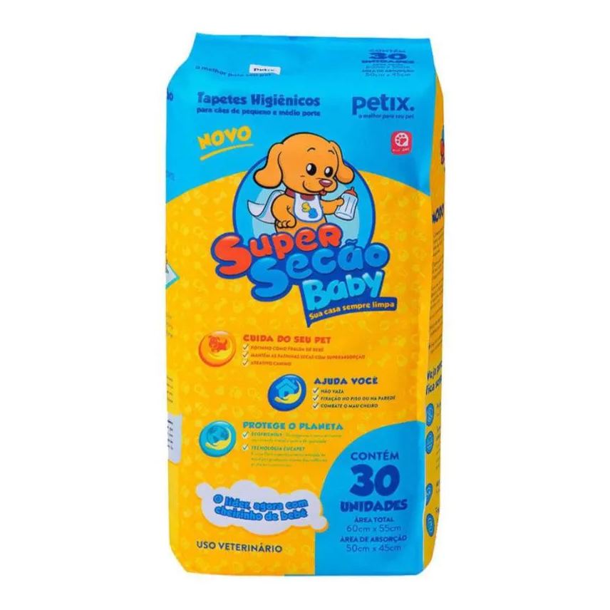 Higiênico Tapete Petix Super Secão Baby 30Un 60X55Cm